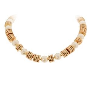 Pearl Station & Disk Necklace